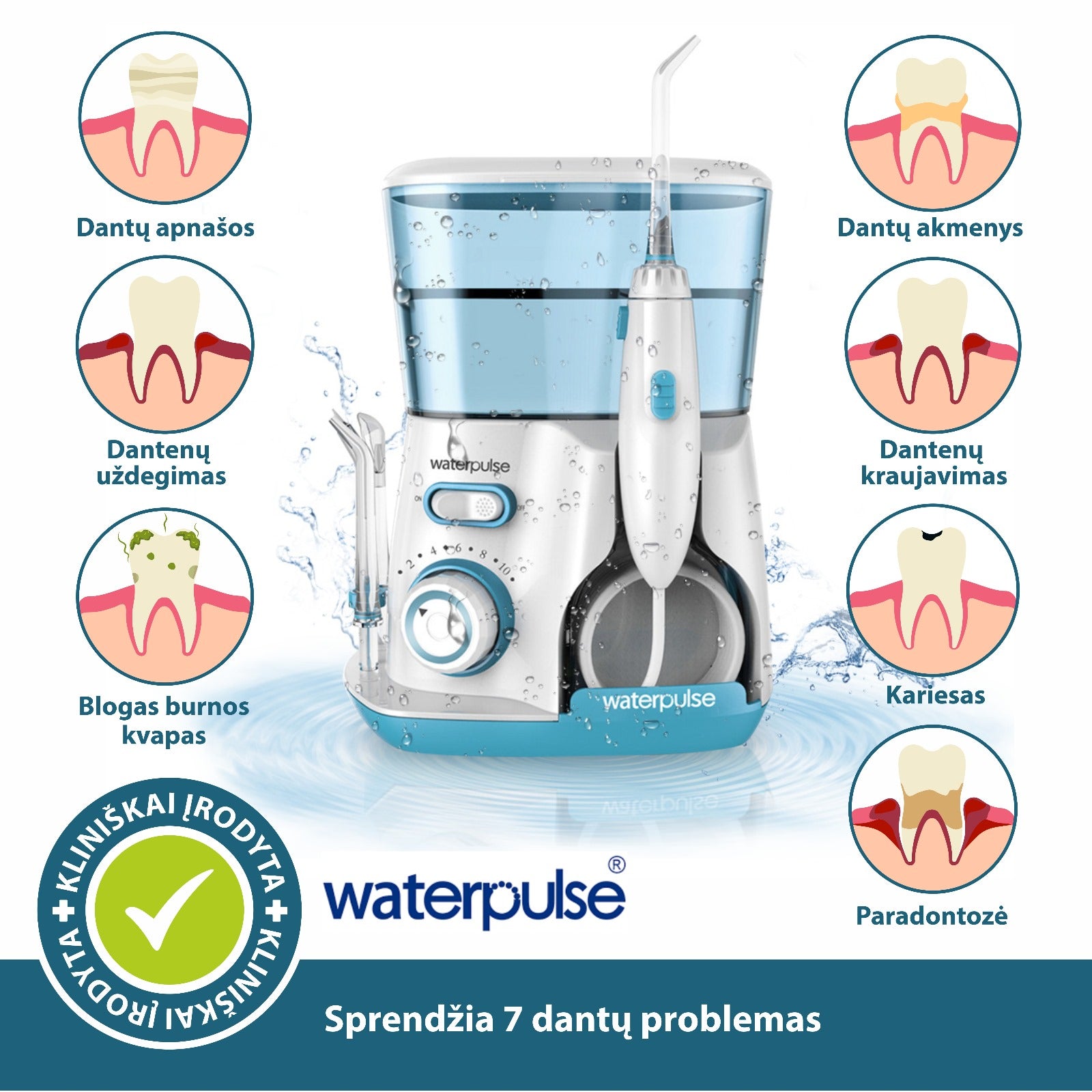 Statsionaarne Irrigator Waterpulse Family V300 - kogu perele