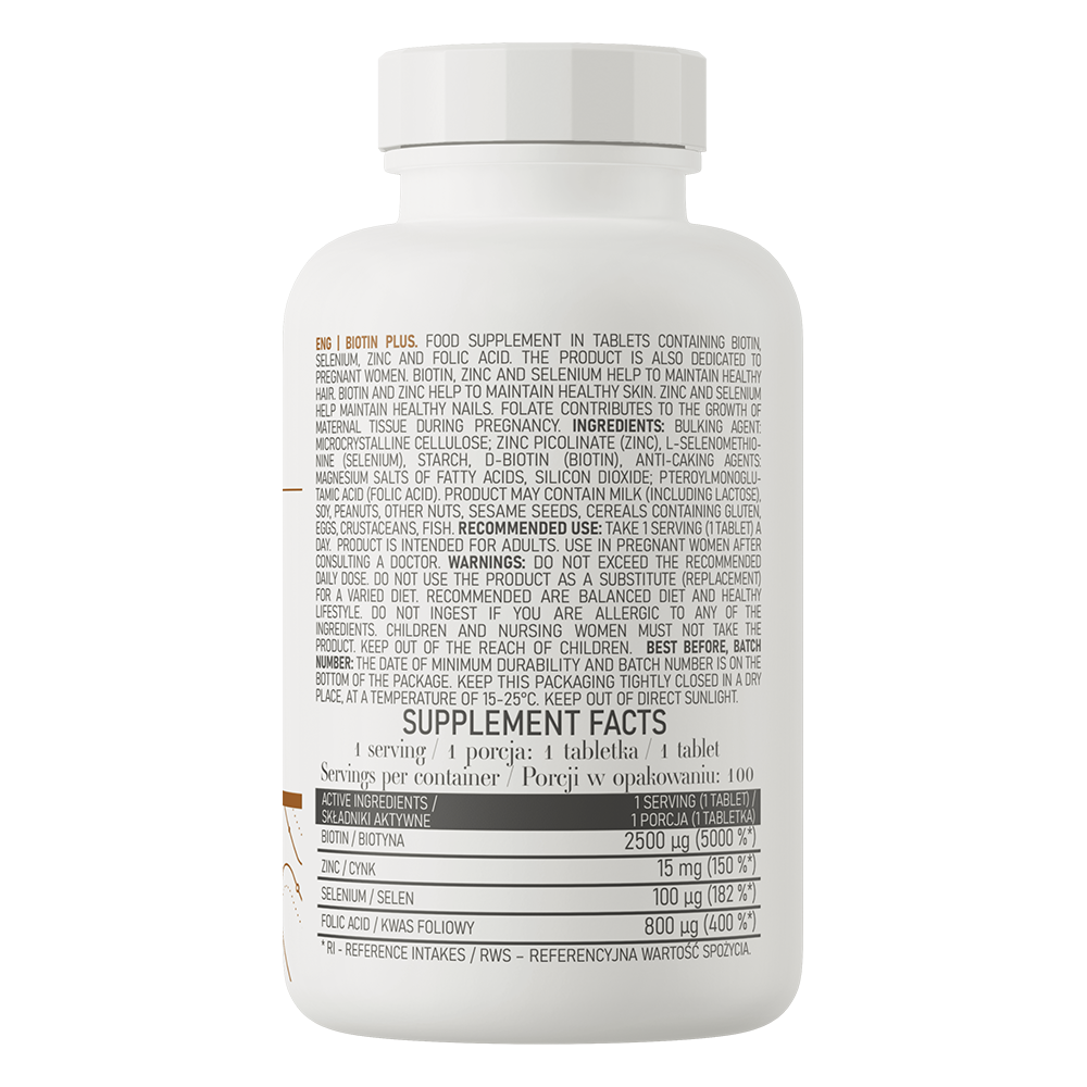 OstroVit Biotin PLUS, 100 tabletti