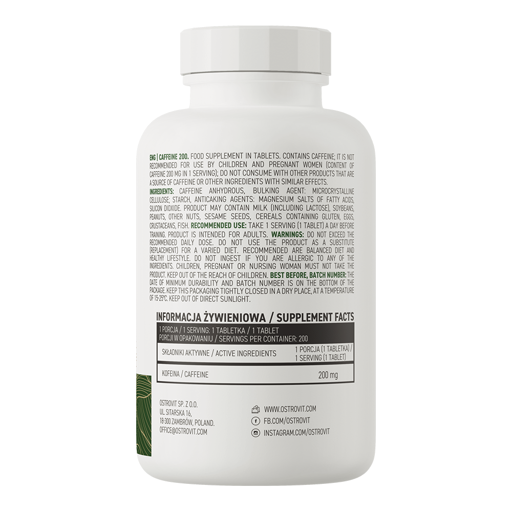 OstroVit Caffeine 200 mg, 200 tabletti