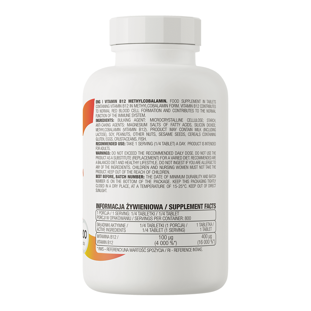 OstroVit B12-vitamiin Metüülkobalamiin, 200 tabletti