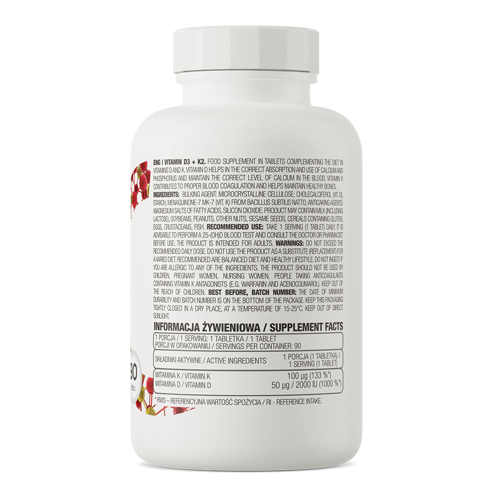 OstroVit D3-vitamiin + K2, 90 tabletti