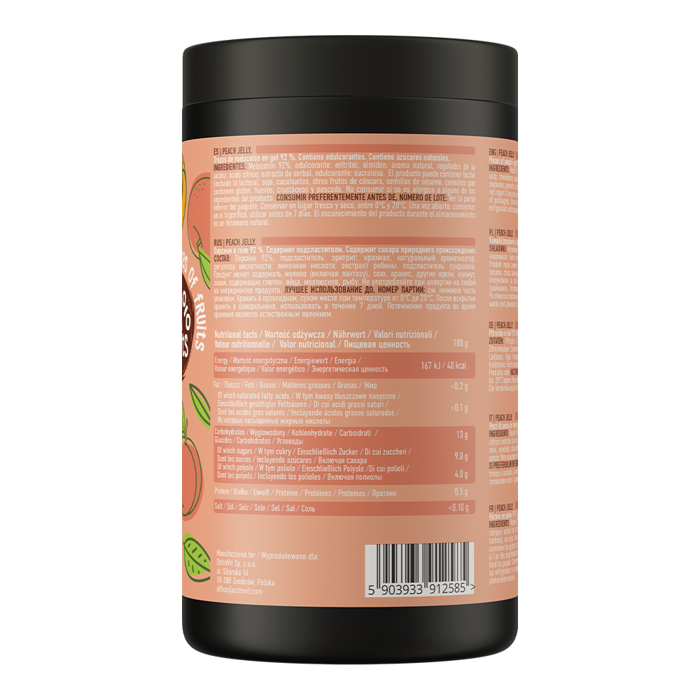 OstroVit Jam without added crucra 1000 g (peach flavour)