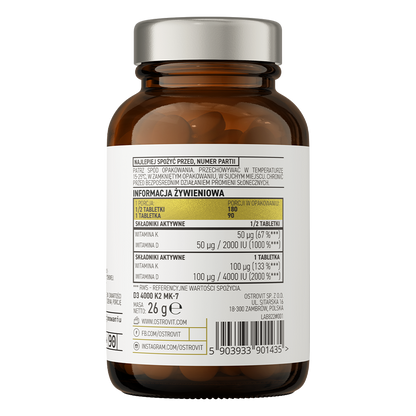 OstroVit Pharma D3 4000 + K2 MK-7, 90 tabletti