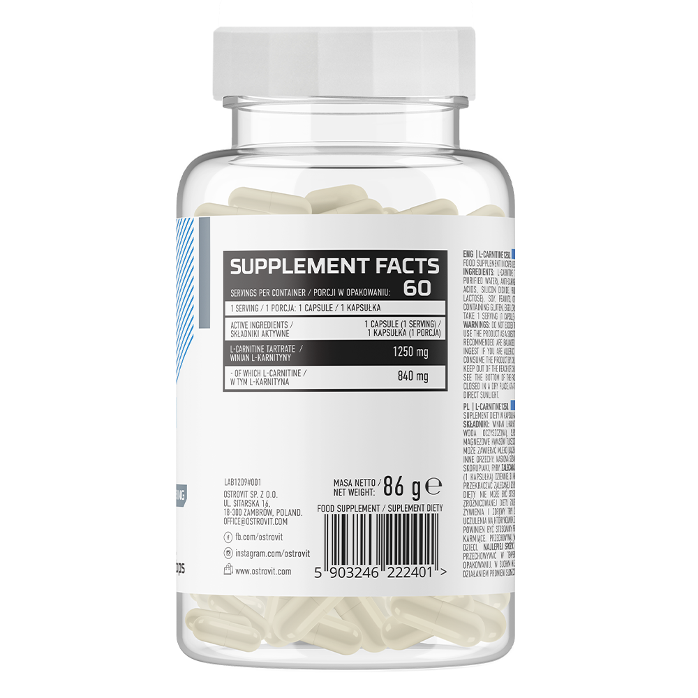 OstroVit Supreme L-carnitine 1250 mg, 60 caps