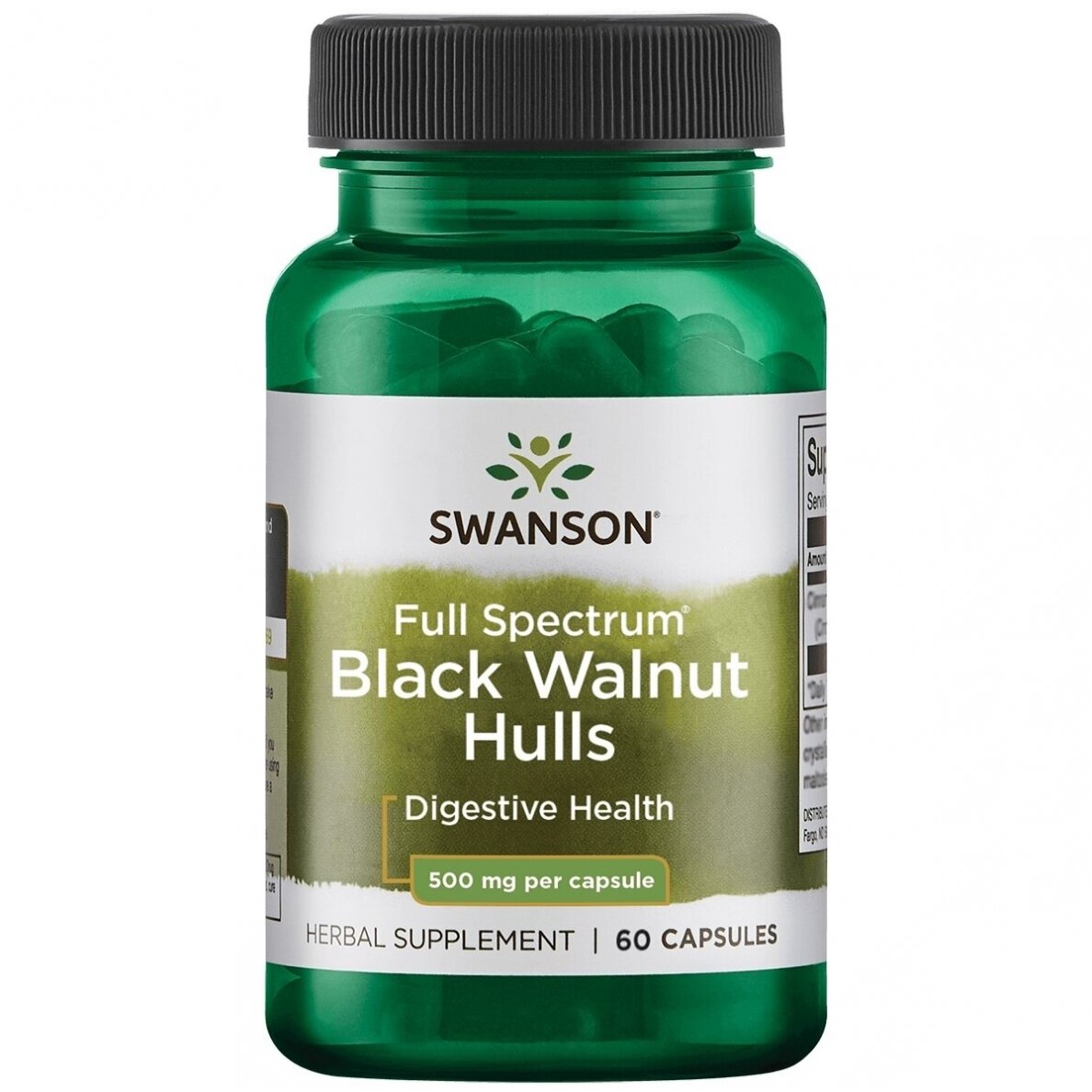 SWANSON BLACK WALNUT 500MG, 60 CAPS.