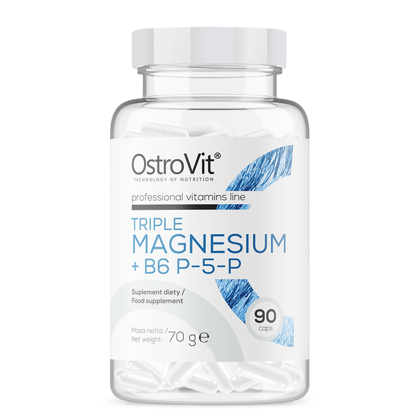 OstroVit Trigubas Magnesium + B6 P-5-P, 90 kapslit